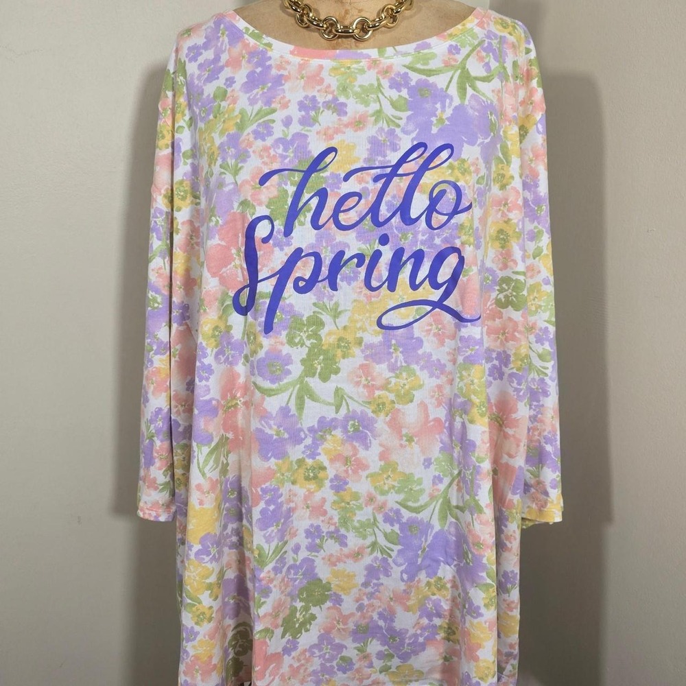Woman Within "Hello Spring" floral top size 38/40 5X